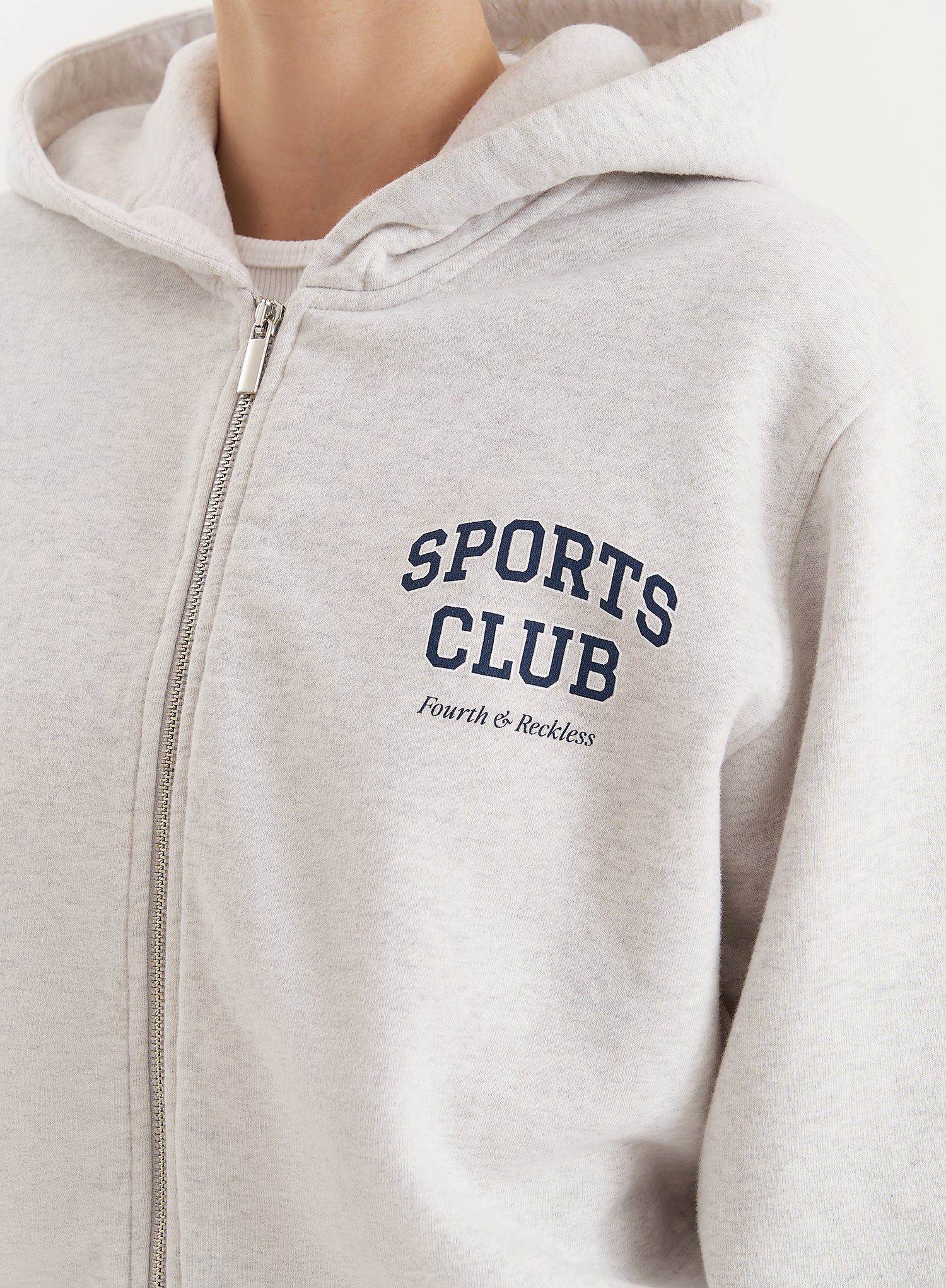 Grey Sports Club Slogan Zip Hoodie